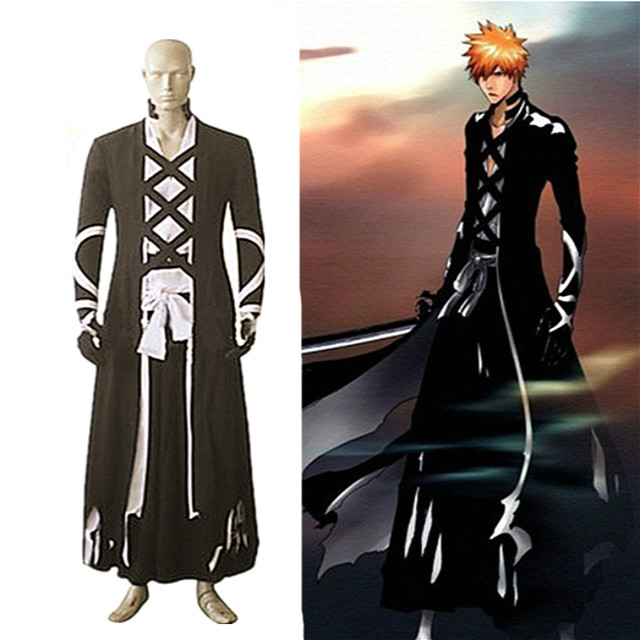 Anime Bleach Cosplay Kurosaki Ichigo Fullbring New Bankai Look Cosplay  Costume full set With Black And White Cloak - AliExpress